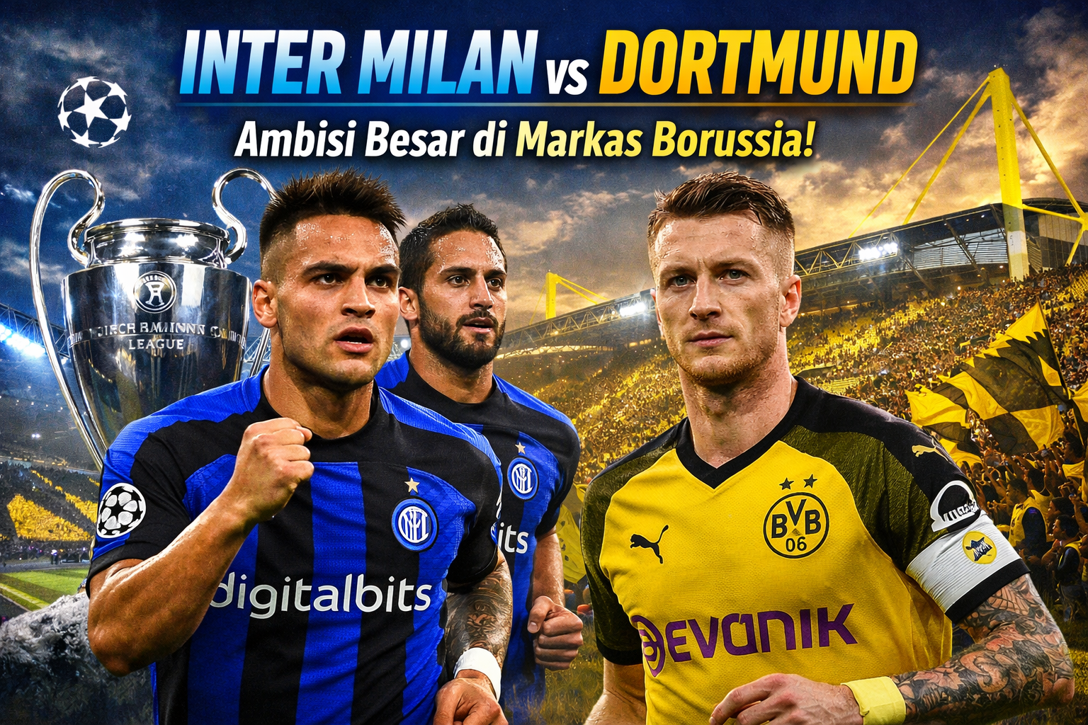 Inter Milan datang ke markas Borussia Dortmund dengan ambisi besar untuk menunjukkan kedewasaan, kontrol permainan, dan status sebagai penantang serius di Eropa.