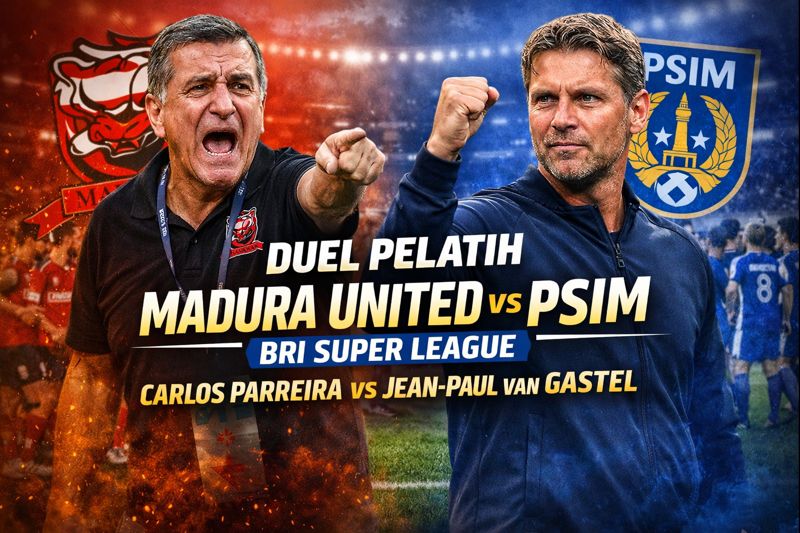 Duel Pelatih Madura United Vs PSIM di BRI Super League: Adu Strategi Carlos Parreira dan Jean-Paul van Gastel