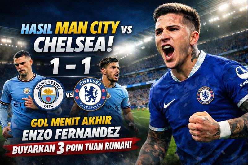 Hasil Man City vs Chelsea: Gol Menit Akhir Enzo Fernandez Buyarkan 3 Poin Tuan Rumah