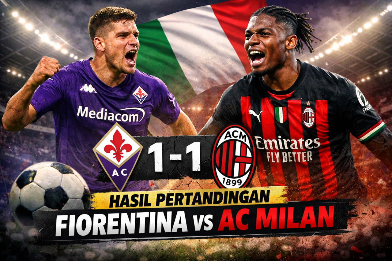 Hasil Fiorentina vs AC Milan di Liga Italia 2025-2026: Berakhir 1-1, Rossoneri Selamat Berkat Gol Telat