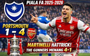 Hasil Portsmouth vs Arsenal di Piala FA 2025-2026: Gabriel Martinelli Hattrick, The Gunners Menang 4-1