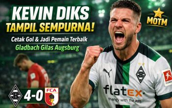 Tampil Sempurna, Kevin Diks Cetak Gol dan Jadi Pemain Terbaik saat Borussia Monchengladbach Gilas Augsburg