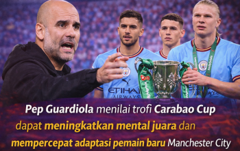 Pep Guardiola menilai trofi Carabao Cup dapat meningkatkan mental juara dan mempercepat adaptasi pemain baru Manchester City