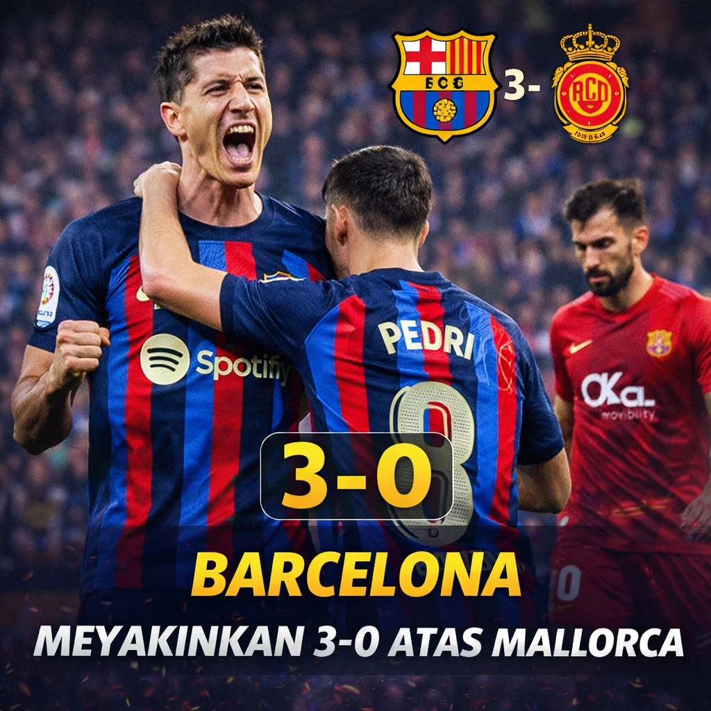 Dominasi Penuh di Camp Nou, Barcelona Tampil Efektif dan Tunjukkan Kelasnya Lewat Kemenangan Meyakinkan 3-0 atas Mallorca