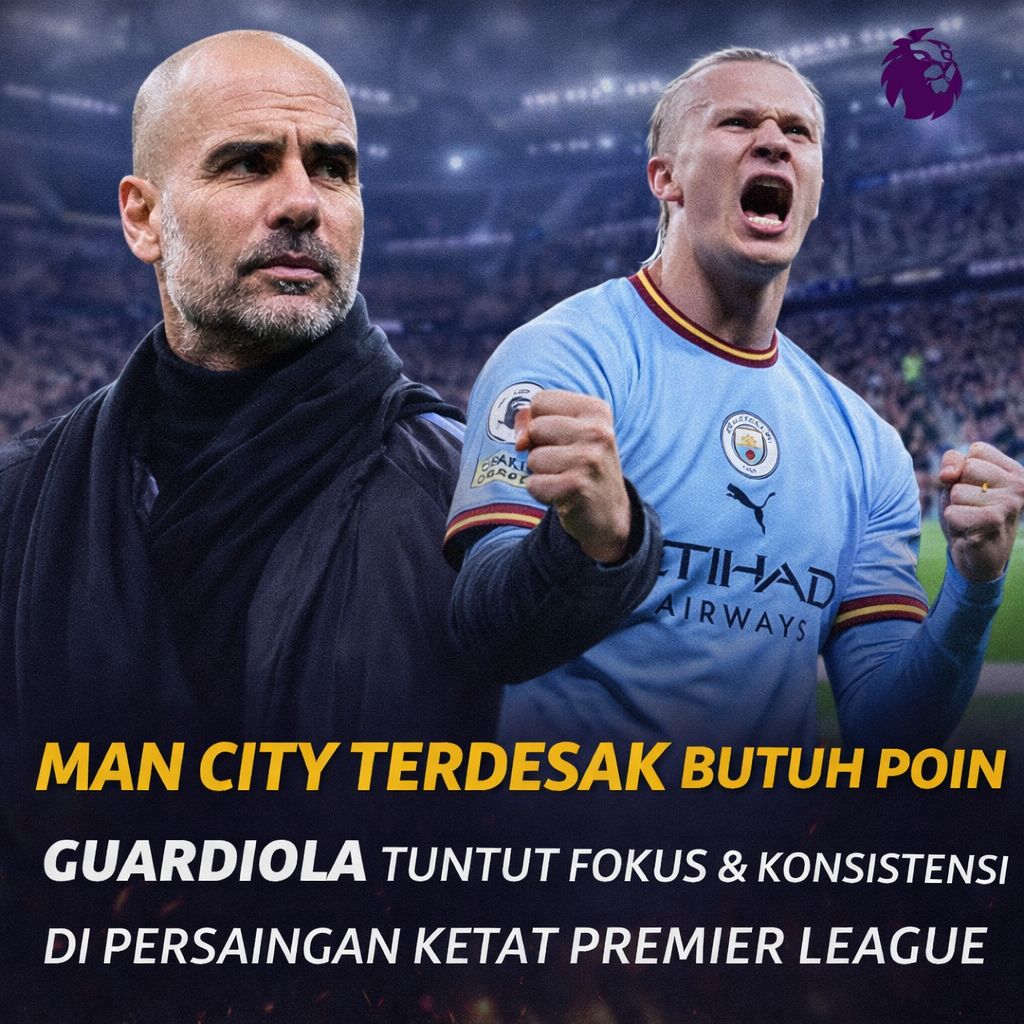 Manchester City berada dalam tekanan besar di tengah persaingan ketat papan atas Premier League. Pep Guardiola menuntut fokus, konsistensi, dan mental juara saat The Citizens berjuang mengamankan poin demi menjaga asa meraih gelar musim ini.