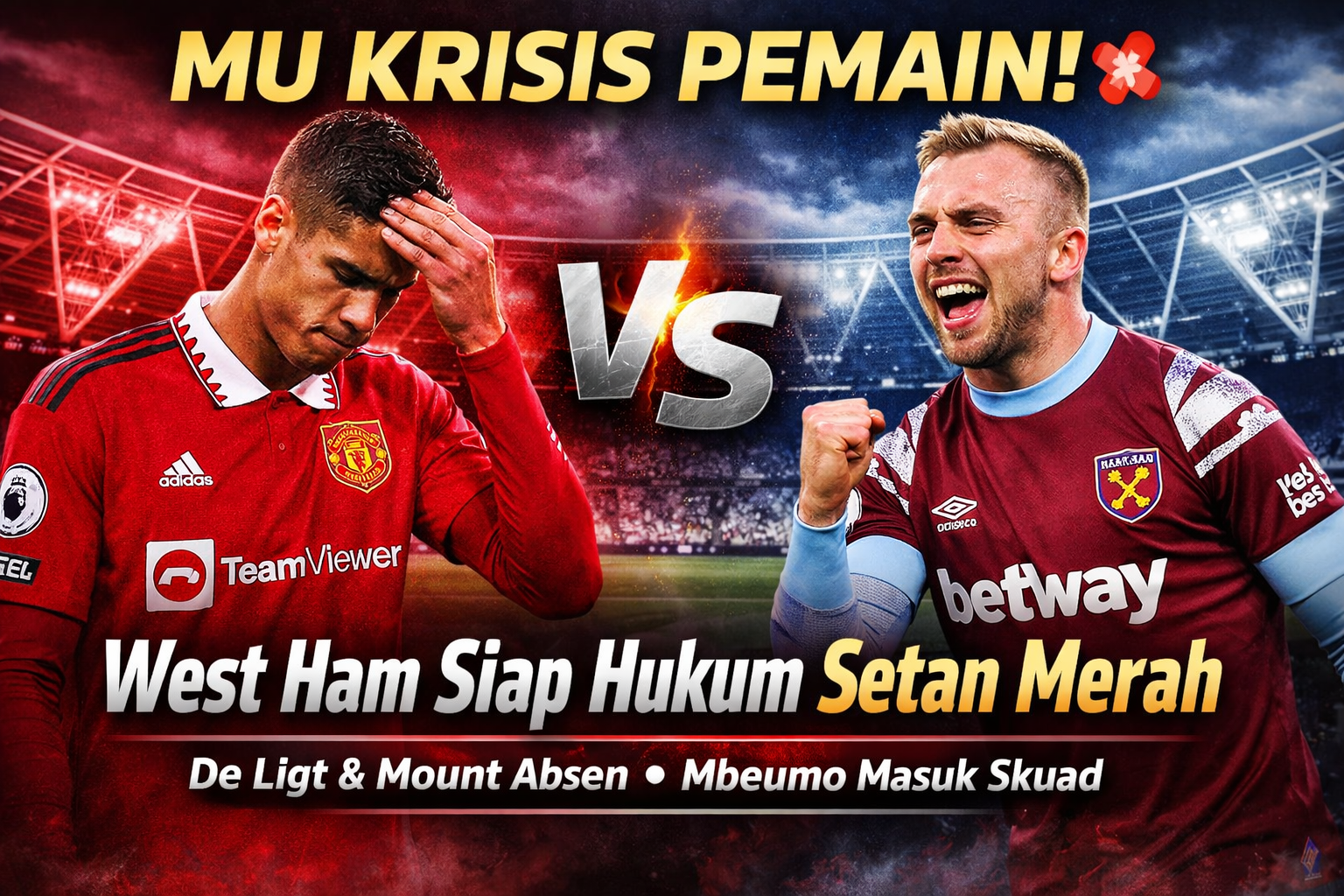 Manchester United diuji krisis pemain saat bertandang ke London Stadium, sementara West Ham siap memanfaatkan momentum di kandang.
